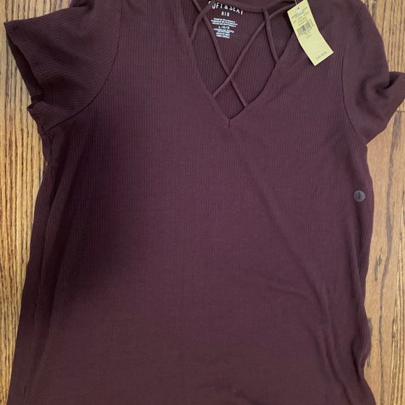 American Eagle Soft & Sexy Ribbed Tee - Picture 1 of 3